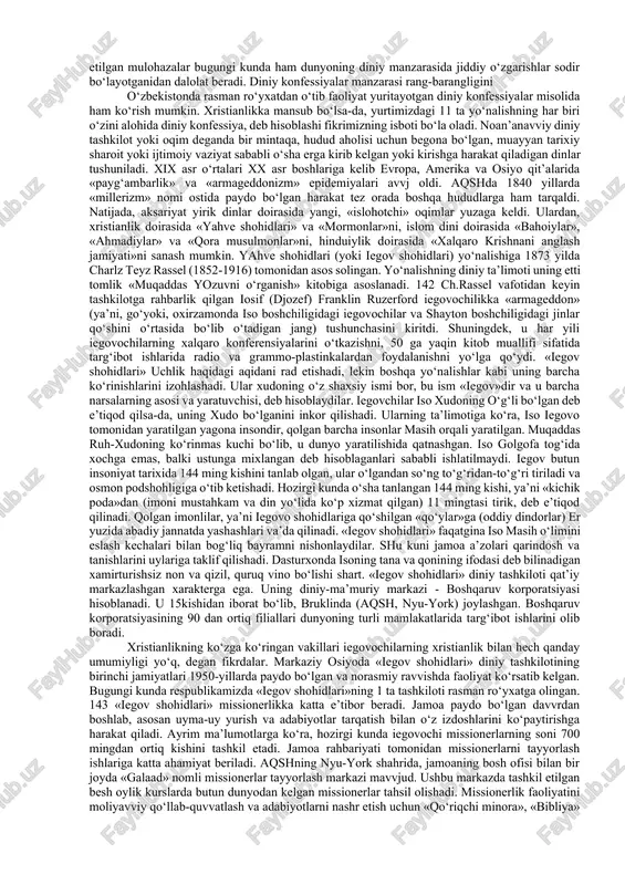 n men vujudga keldi. mun 1948 yilda ma’navviy buzuqligi, «jamoat tartibini buzganligi» uchun 100 kunga, keyinroq esa qo‘shxotinlik bilan ayblanib 5 yilga qamalgan.1955 yilda mun 10 dan ortiq ayollarning nomusiga tajovuz qilishda ayblanib sudga tortilgan. ayblarni yumshatish, janjallarga barham berish uchun o‘sha ayollardan biri seuldagi «rixva» universiteti talabasi 18 yoshlik xak xok djaga 1960 yilda uylanadi («svadba agnsev»). to‘y sovg‘asi sifatida «payg‘ambar» o‘z rafiqasiga «olamni yaratuvchi ona» («mat mirozdaniya») unvoni (tituli)ni beradi va o‘zining muqaddas kitoblarga «bibliya»ga qo‘shimcha ravvishda yozgan «ilohiy tamoyillar» («bojestvennie prinsipi») nomli kitobini unga sovg‘a qiladi. 1976 yildan boshlab bch bir necha bor moliyavviy masalalar bo‘yicha janjalli voqealarga sabab bo‘lgan. 80-yillarning boshlarida dunyo bo‘ylab bchning 150 dan ortiq korporatsiyalari tuzilgan bo‘lib, ularga turli sohalarga oid korxonalar qarashli bo‘lgan. 1992 yilda mun o‘zini yangi insoniyatning «haqiqiy ota»si deb e’lon qilgan, 1993 yilda «yangi ahd davvri» tugab, «ahdning yakuniy davvri» («era zavversheniya zavveta») boshlanganini bildirgan. munchilar to‘liq va yakuniy …