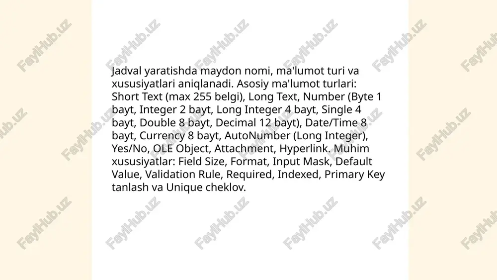 ms access ma'lumotlar bazasi bilan ishlash - Page 5