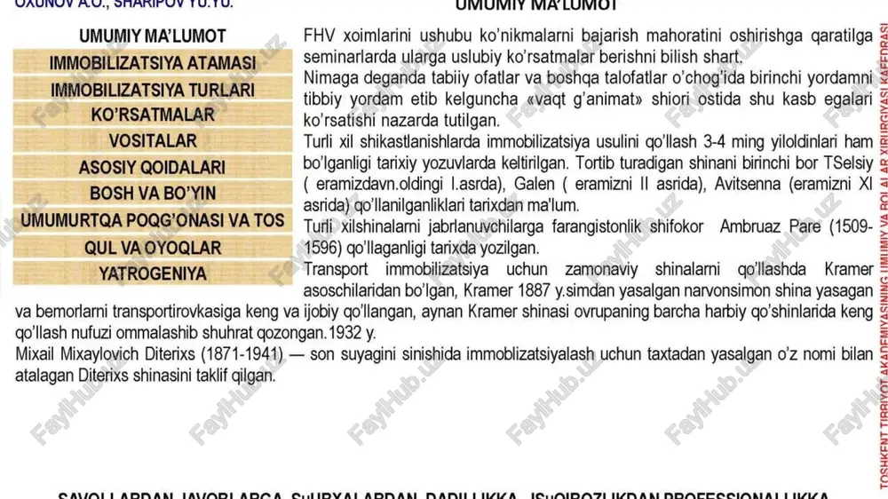 desmurgiya va transport immobilizatsiya - Page 5