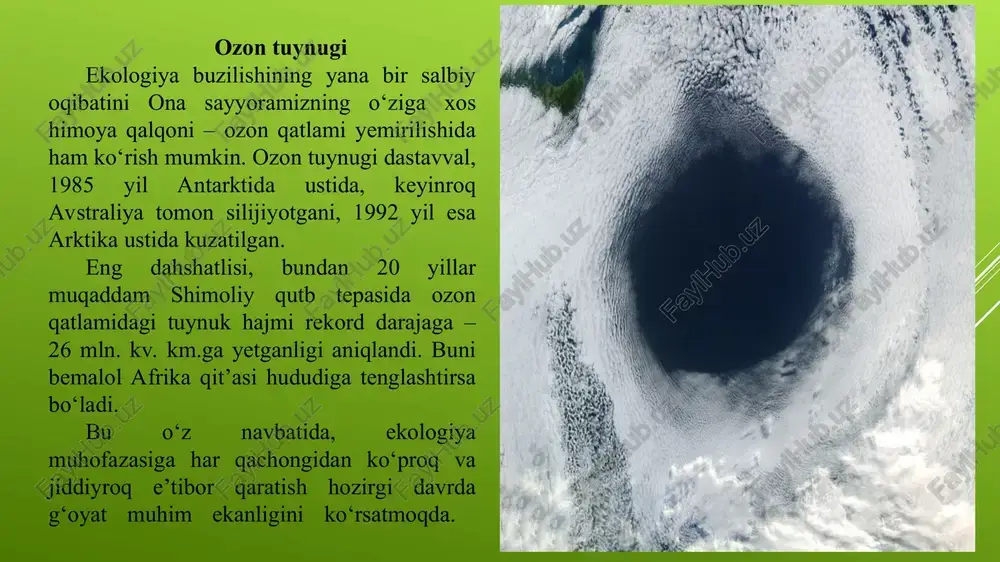 ilan amalga oshirilishi kerak, aks holda kech bo’lib, muammolar chuqurlashadi. yuqorida keltirgan falokatlar tez sodir bo’lishi mumkin.