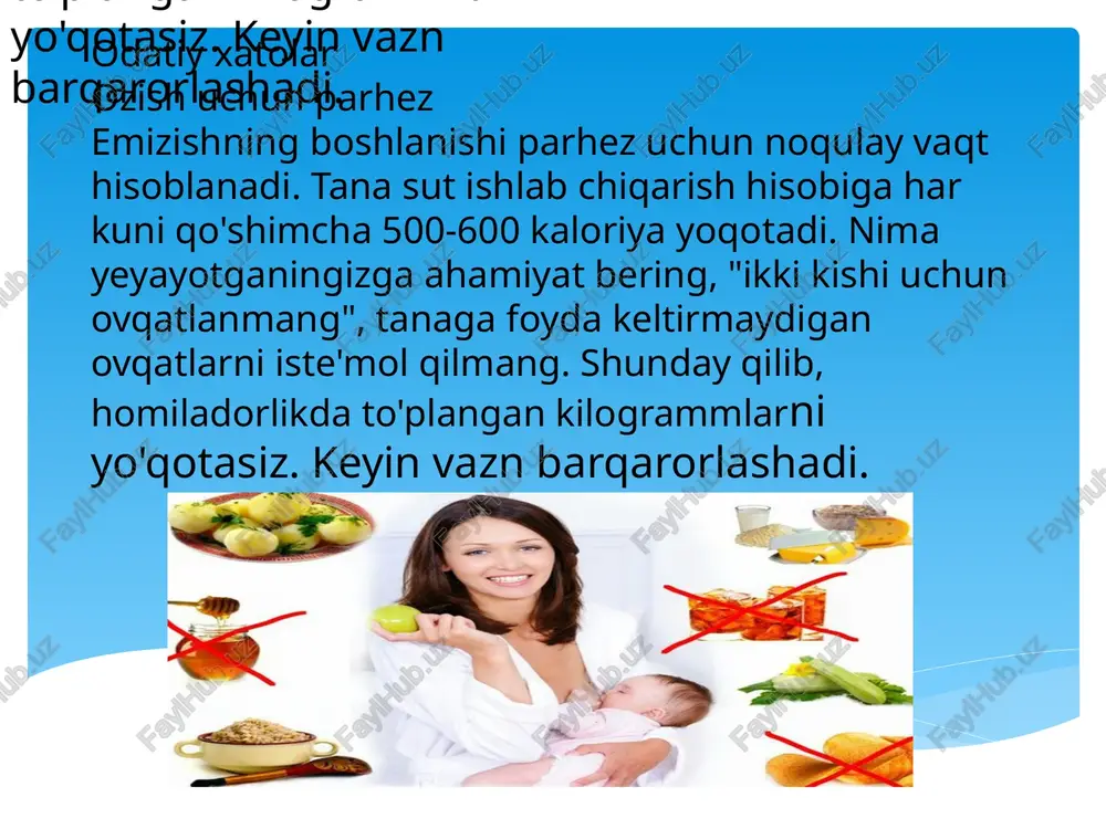 emizikli ayollar ovqatlanish jihatlari. ona suti tarkibi - Page 5