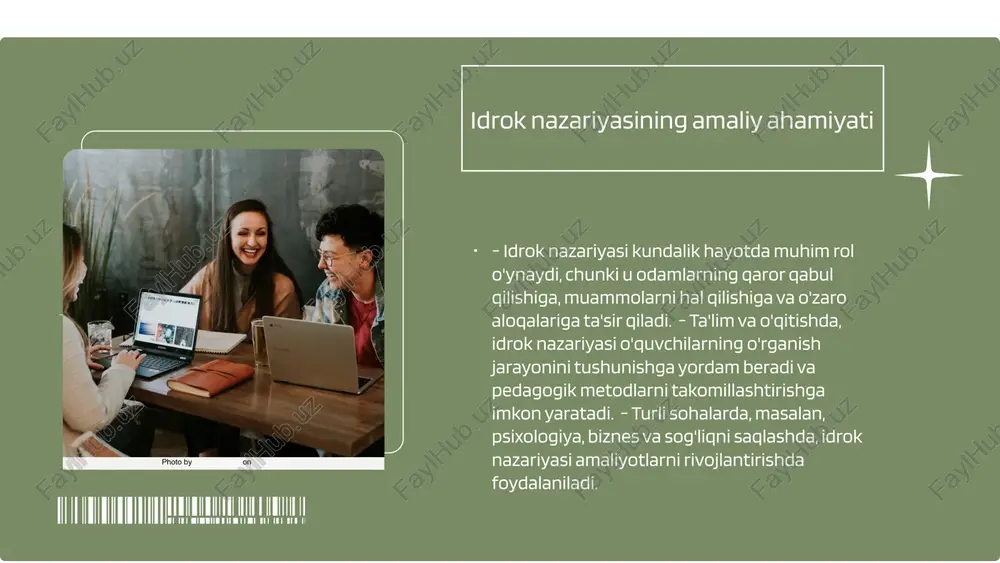 iy idrok tushunchalari asosan ilmiy tadqiqotlar asosida shakllangan. ular insonning fikr yuritish, muammolarni hal qilish va qaror qabul qilish jarayonlarida qanday ishlashini o'rganadi. ilmiy tadqiqotlar va idrok idrok sohasidagi ilmiy tadqiqotlar ko'plab metodologiyalarni o'z ichiga oladi. eksperimentlar, so'rovlar va neyrofiziologik o'rganishlar idrok jarayonlarini yanada chuqurroq tushunishga yordam beradi. idrokning zamonaviy nazariyalari zamonaviy idrok nazariyalari kognitiv psixologiya, neuropsikologiya va sun'iy intellekt kabi yo'nalishlarni o'z ichiga oladi. ular inson fikrlash jarayonlarini tushunishga yordam beradi. idrokning rivojlanish bosqichlari idrok jarayoni bir necha muhim bosqichlardan iborat bo'lib, har bir bosqich o'ziga xos xususiyatlarga ega. ular sezgi, e'tibor, tushunish va xotira kabi asosiy jarayonlarni o'z ichiga oladi. birinchi bosqich sezgilar bo'lib, bu bosqichda insonning atrof-muhitdan oladigan ma'lumoti asosiy ahamiyatga ega. sezgilar orqali biz tashqi dunyoni anglaymiz va bu jarayon idrokning poydevorini tashkil etadi. har bir bosqich o'zaro farqlarga ega, masalan, sezgi bosqichida ma'lumotlar to'g'ridan-to'g'ri keladi, e'tibor bosqichida esa biz faqat muhim ma'lumotlarga diqqat qaratamiz. biroq, …