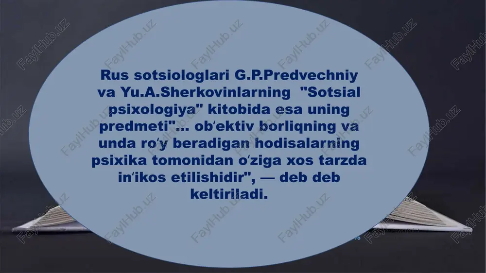 hisobladilar. bu uch manba - xalqlar psixologiyasi, omma psixologiyasi va ijtimoiy xulq-atvor instinktlari nazariyalaridir. 6." ijtimoiy psixologiyaga kirish" asarining muallifini aniqlang. a) vilyam makdugall b) e.poos c )yu.v.bromley d) a.r.luriya; 7. "ijtimoiy psixologiyaga kirish"kitobiga binoan inson xulq-atvorining motivi yoki uni liarakatga keltiruvchi kuch bu... . a) shartsiz reflekslardir b) sharlti reflekslardir c) instinkdir d) ongning mavjudligidir 8.buyuk rus yozuvchisi l.tolstoy odamlarda necha xil ko'z qarashlari borligini kuzatgan? a) 85xil b) 65xil c) 89xil d) 99xil 9. ……..yozishicha odam yuz ifodalari nigohlarning 200ga yaqin ko’rinishlari bor? a) b.parigin; b) platon; c) g.m. andreeva d) l.morgan; 10. muloqotning kommunikativ tomoni qanday jarayon? a) ma'lumot va axborotlarni almashinuv jarayoni b) idrok etish va tushinish bilan bog'iiq jarayon c) bir-birlarining xulq atvoriga ta'sir ko'rsatishjarayoni d) hissiyotlarning almashinuvi j arayoni lorem ipsum dolor sit amet, cu usu agam integre impedit. xalqlar psixologiyasi nazariyasi. xalqlar psixologiyasi nazariyasi ijtimoiy psixologik nazariya sifatida 19-asrning o‘rtalarida germaniyada shakllandi. undagi …