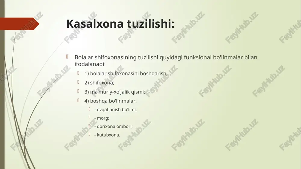 'limi. qo'llab-quvvatlash xizmatlari bilan ma'muriy-iqtisodiy bo’lim: ginekologiya bo'limi (homiladorlikning 22 haftasiga qadar): klinik diagnostika laboratoriyasi; funksional diagnostika xonasi; fizioterapevtik kabinet filtrlash xonasi n p/p nomi* 1. termometrlar 2. mobil tibbiy chiroq 3. bakteritsid nurlantiruvchi (chiroq) 4. birlamchi sterilizatsiya uchun idishlar (dezinfektsiya idishlari) 1 dan 5 litrgacha kuzatuv xonasi n p/p nomi* 1. tibbiy tarozilar 2. bo’y o'lchagich 3. yoritish chiroqli ginekologik kafedra 4. tug'ilish kanalini tekshirish uchun asboblar to'plami 5. tazomer 6. akusherlik stetoskopi 7. ona va homilaning yurak-qon tomir faoliyatining kichik o'lchamli doppler analizatori 8. qon bosimi o'lchagich 9. stetoskop 10. anesteziya-nafas olish apparati 11. mobil tibbiy chiroq 12. bakteritsid nurlantiruvchi (chiroq) 13. kerakli dasturiy ta'minot va printer bilan shaxsiy kompyuter 14. favqulodda yetkazib berish to'plami 15. ayollar uchun shoshilinch tibbiy yordam to'plami 16. bemorlarni tashish uchun nogironlar aravachasi 17. neonatal reanimatsiya jadvali 18. neonatal birlamchi reanimatsiya to'plami 19. qon guruhini aniqlash uchun planshet 20. amniotest prenatal palata n …