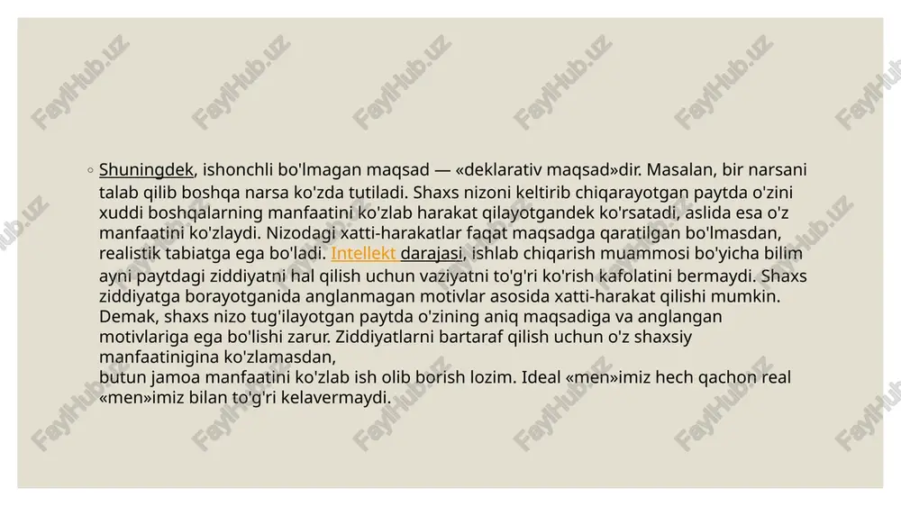 di va namoyon bo'ladi bunday jarayon dastlab kishilar o'rtasida ro'y beradigan fikrlar, his-kechinmalar, tashvish-quvonchlar almashinuvini nazarda tutadi. kishilar muloqotda bo'lgani sari ular o'rtasida umumiylik, o'xshashlik va uyg'unlik kabi sifatlar paydo bo'ladiki, ular bir-birlarini bir qarashda tushunadi yoki «yarimta jumladan* ham fikr ayon bo'ladi, ayrim hollarda esa ana shunday muloqotning tig'izligi teskari reaksiyalarni — bir-biridan charchash, gapiradigan gapning qolmasligi kabi vaziyatni keltirib chiqaradi. masalan, oila muhiti va undagi munosabatlar ana shunday tig'iz munosabatlarga kiradi. faqat bunday tig'izlik oilaning barcha a'zolari o'rtasida emas, uning ayrim a'zolari o'rtasida bo'lishi mumkin. (er-xotin, qaynona-kelin). o'zaro munosabatlarga kirishayotgan tomonlar munosabatdan ko'zlaydigan asosiy maqsadlari — o'zaro til topishish, bir-birini tushunishdir. har qanday faoliyatdan zerikish, charchash mumkin, faqat kishi muloqotdan, ayniqsa uning norasmiy, samimiy, bevosita shaklidan charchamaydi, yaxshi suhbatdoshlar doimo ma'naviy jihatdan rag'batlantiriladilar. turli kasb-faoliyat sohasida ishlayotgan kishilar guruhining ko'payishi, ular o'rtasida munosabatlar va aloqaning dolzarbligi axborotlar tig'iz sharoitda oddiygina muloqotni emas, balki professional, bilimdonlik asosidagi muloqotni talab …