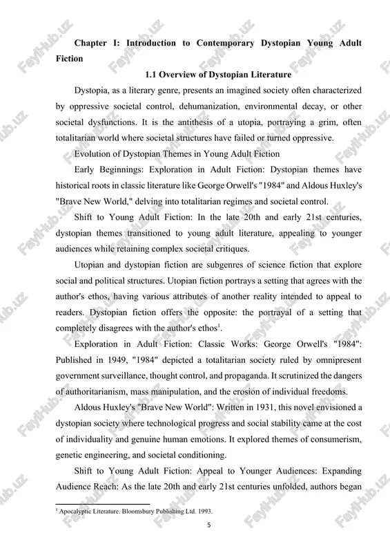 s further propelled the genre's appeal, cementing its place in mainstream pop culture and extending its reach beyond literary confines. the transition of dystopian themes from adult to young adult literature represents a deliberate effort by authors to engage younger audiences while maintaining the depth of societal critique found in classic dystopian works. this shift has not only widened the genre's readership but also contributed to a cultural phenomenon shaping discussions around societal issues among adolescents. more than 400 utopian works in the english language were published prior to the year 1900, with more than a thousand others appearing during the 20th century[footnoteref:2]. [2: jump up to:a b c sargent, lyman tower (november 1976). themes in utopian fiction in english before wells. science fiction studies. 3 (3): 275–82, see p. 275–6.] emerging themes: expanded scope: dystopian ya fiction expanded its themes beyond political control, encompassing environmental issues, technological dystopias, and …