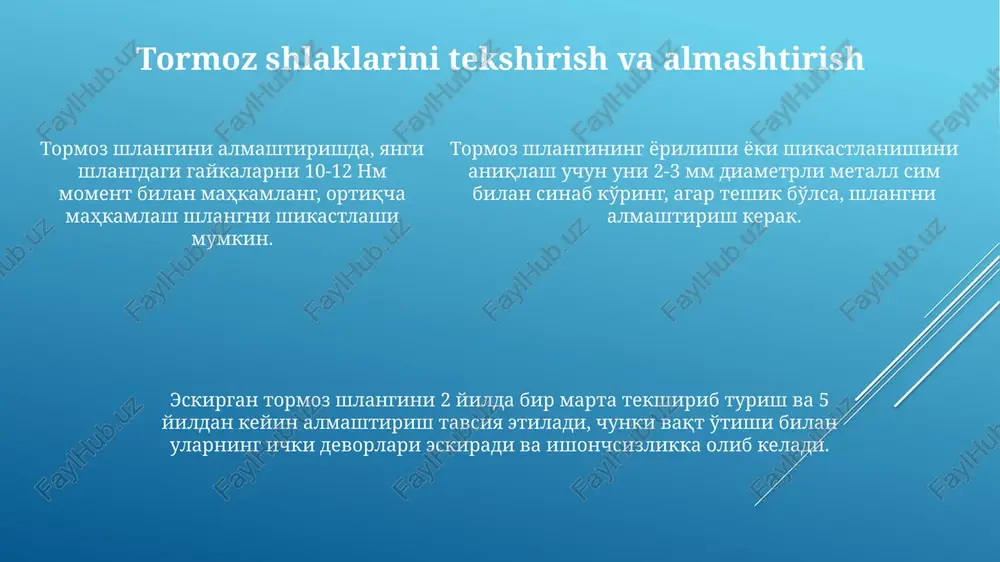 avtomobilning tormoz tizimini tozalash va uning texnik xolatini aniqlash - Page 5