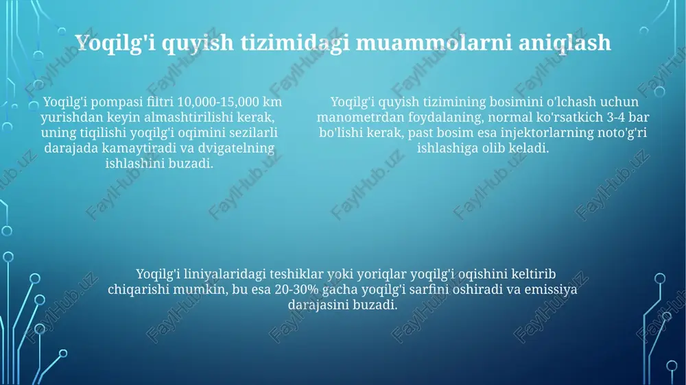 avtomobilning yonilgʻi tizimdagi nosozliklarni aniqlash va tamirlash - Page 5