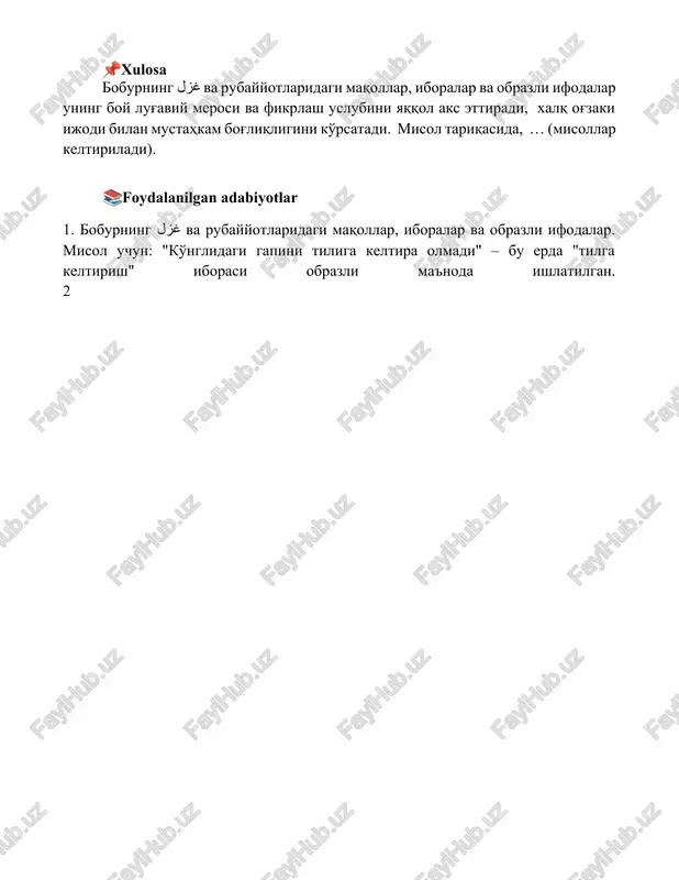bobur g'azal va ruboylaridagi maqol va matallar - Page 5