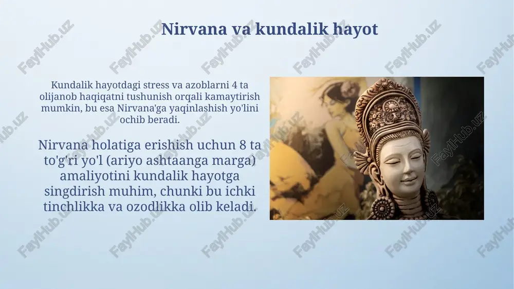 buddizm taʼlimotida toʻrt oliy haqiqat,nirvana haqidagi qarashlar - Page 5