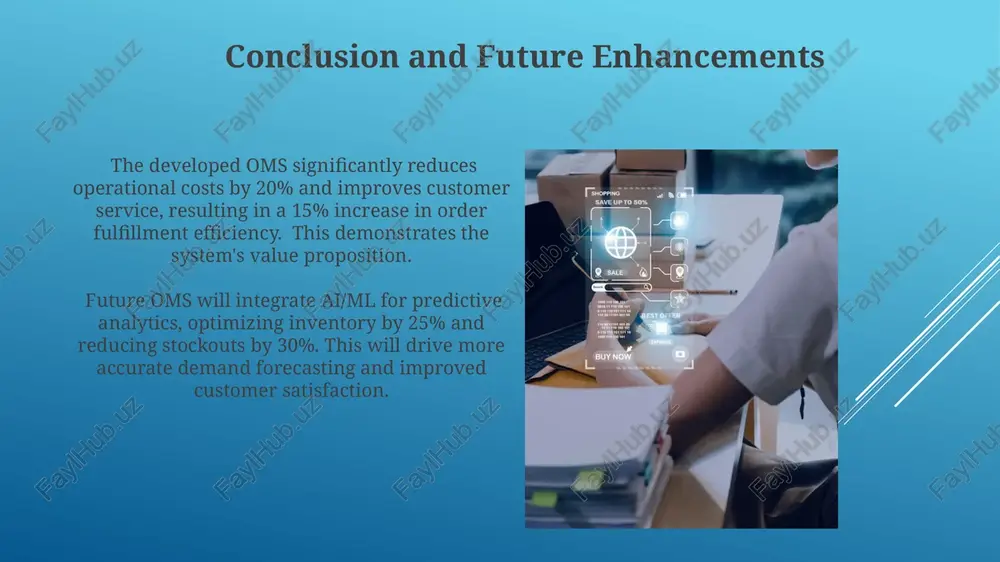 ilitated by it systems like wms and iot sensors, minimizes stockouts (reduced by 23%) and overstocking (reduced by 28%), as reported by nrf. this improves supply chain precision. ai-driven fraud detection systems integrated via it improve accuracy by identifying fraudulent transactions, and automated payment systems ensure secure and efficient processing, reducing cart abandonment by 43% as reported by worldpay. thank you for your attention @taqdimot_robot image1.jpg image2.jpg image3.jpg image4.jpg image5.jpg image6.jpg image7.jpg image8.jpg image9.jpg image10.jpg image11.jpg image12.jpg image13.jpg image14.jpg image15.jpg image16.jpg image17.jpg