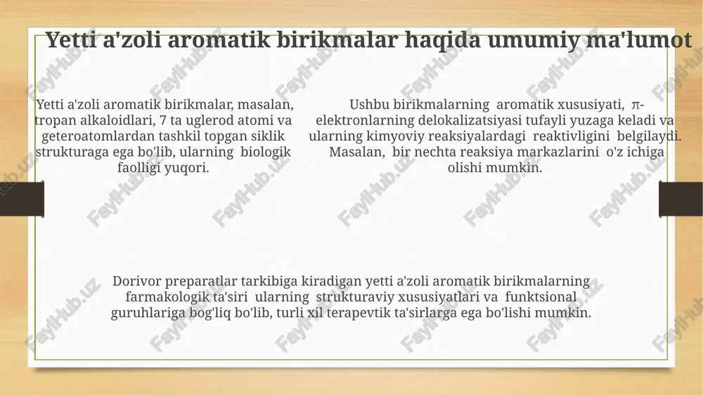 dorivor preparatlardagi yetti a'zoli aromatik birikmalar - Page 5