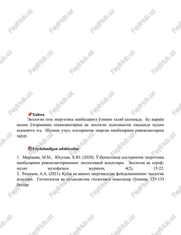 ekologiya davlat muqobil energiya manbalari - Page 5
