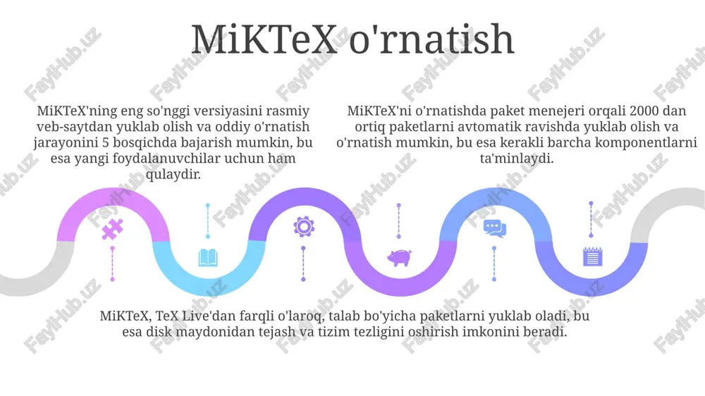 opment environment)lar, masalan, texstudio yoki texmaker, avtomatik ravishda 20 dan ortiq turli latex shablonlari va komandalarini taqdim etadi, bu esa dasturlash jarayonini soddalashtiradi va tezlashtiradi. tex live yoki miktex kabi latex tarqatuvchisini o'rnatishda, paket menejeri orqali 100 dan ortiq qo'shimcha paketlarni, jumladan, bibtex va graphicx kabi muhim qo'shimchalarni o'rnatishingiz kerak bo'lishi mumkin. yakun yakun, tex tizimining muhim qismlaridan biri bo'lib, hujjatlarni pdf formatiga o'tkazish jarayonida 200 dan ortiq turli xildagi fontlarni va 1000 dan ortiq matematik belgini qo'llab-quvvatlaydi. yakun orqali yaratilgan pdf fayllar yuqori sifatli va professional ko'rinishga ega bo'ladi, bunday fayllarni chop etish yoki elektron shaklda tarqatish uchun qulaydir, hajmi odatda 3-5 mb atrofida bo'ladi. yakun protsessori tex kodini tez va samarali tarzda ishlashga imkon beradi, unda xatolarni aniqlash va tuzatish uchun o'rnatilgan xatolik tekshiruv tizimi mavjud, bu jarayonni 10-15 soniya ichida bajaradi. nima uchun latex kerak? ilmiy maqolalar, kitoblar va hisobotlar kabi katta hajmdagi hujjatlarni tuzishda latex formatlashning …