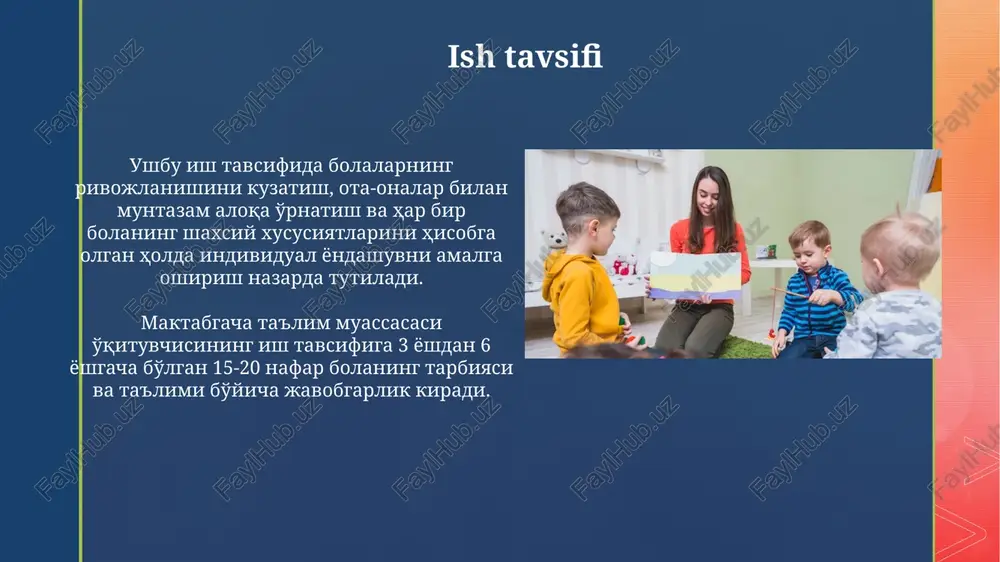 maktabgacha taʼlim tashkiloti tarbiyachisining lavozim vazifalari - Page 5
