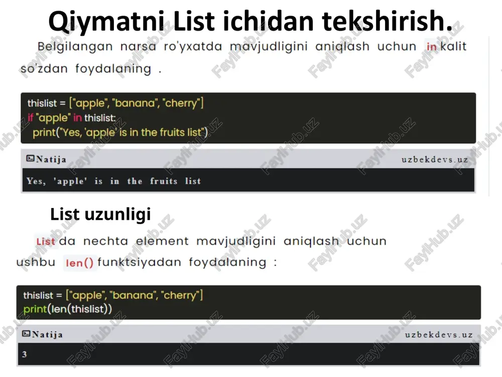 list(ro'yxat) va tuple(kortejlar) - Page 5