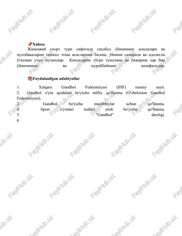 gandbol oyini qoidasi va bellashuvlar tashkillashtirish asoslari - Page 5