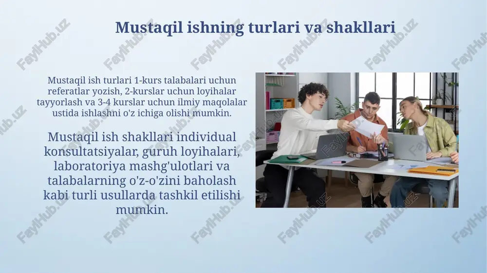talabalarning mustaqil ishini tashkil etish va nazorat qilish - Page 5