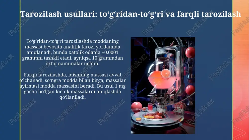 zamonaviy analitik tarozilarda tortish metodikasini oʻrganish - Page 5