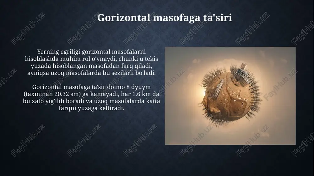 yer egriliging gorizantal va vertikal masofaga ta'siri - Page 5