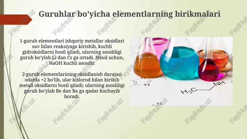 kimyoviy element birikmalarning guruh va davr bo'yicha o'zgarishi - Page 5