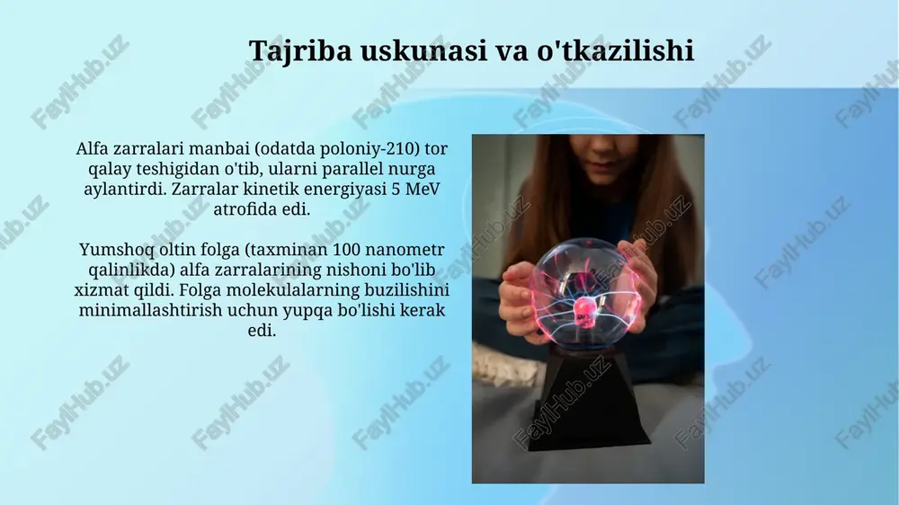 rezerfort tajribasi atom tuzulishining planetar modeli - Page 5