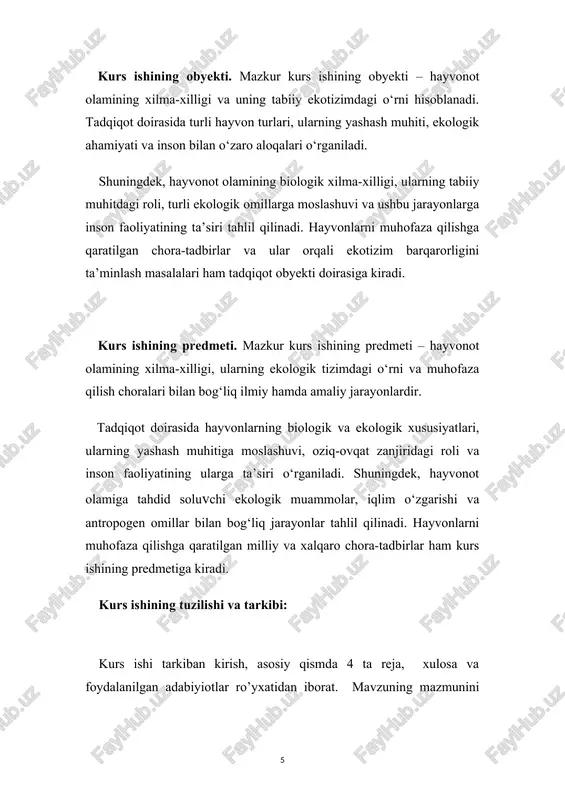 asiz hayvonlar ekotizimda juda muhim o‘rin tutib, tuproq unumdorligini oshirish, o‘simliklarni changlatish va organik moddalarni parchalash kabi funksiyalarni bajaradi. umurtqali hayvonlar esa skelet tizimiga ega bo‘lib, ularning asosiy xususiyati umurtqa pog‘onasining mavjudligidir. ular baliqlar, amfibiyalar, sudralib yuruvchilar, qushlar va sutemizuvchilarga bo‘linadi. har bir guruhning o‘ziga xos biologik va ekologik xususiyatlari bor. masalan, baliqlar suv muhitida yashashga moslashgan bo‘lib, suzgichlar va suzgich pardalariga ega, qushlar esa parvoz qilish qobiliyati va yengil suyak tuzilishi bilan ajralib turadi. hayvonlarni tasniflashda yana ularning oziqlanish turi ham muhim rol o‘ynaydi. o‘simlikxo‘r, yirtqich va hammaxo‘r hayvonlar tabiiy ekotizimda oziq-ovqat zanjirining muhim bo‘g‘inlarini tashkil qiladi. o‘simlikxo‘rlar o‘simliklar bilan oziqlanib, ekotizimda birlamchi iste’molchi hisoblanadi. yirtqich hayvonlar boshqa hayvonlar bilan oziqlanib, populyatsiyalar sonini tartibga solishda ishtirok etadi. hammaxo‘r hayvonlar esa har ikkala manbadan foydalanib, turli ekotizimlarga moslasha oladi. shuningdek, hayvonlar yashash muhiti bo‘yicha ham tasniflanadi. quruqlikda yashovchi, suv muhitida hayot kechiruvchi va amfibiyalar kabi ikki muhitga moslasha oladigan turlar …