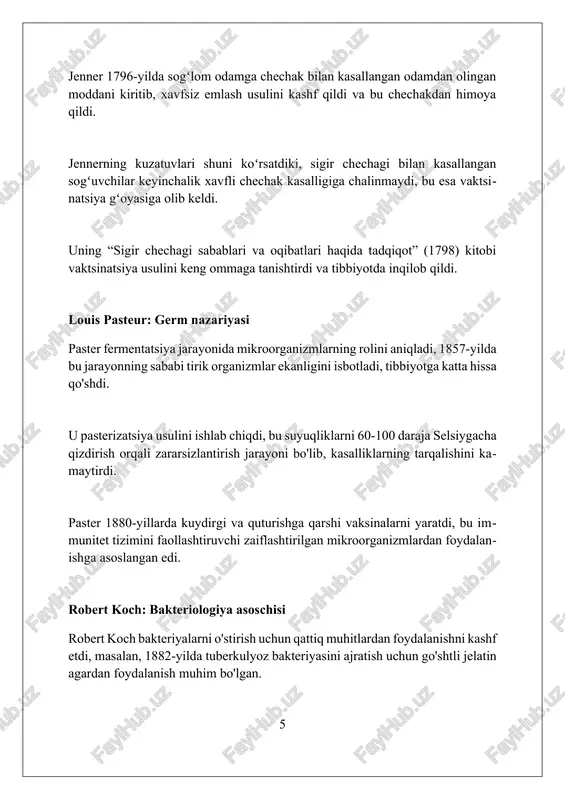 1000 ta bemorning klinik sinov natijalari va erishilgan asosiy ilmiy yutuqlar qayd etiladi. xulosa tibbiyot rivojiga hissa qo'shgan olimlar insoniyat salomatligi va uzoq umr ko'rishiga beqiyos ta'sir ko'rsatdi, bu esa fanning muhimligini namoyon etadi. foydalanilgan adabiyotlar 1. ibn sino (avitsenna): "tib qonunlari" (the canon of medicine) - tibbiyot tarixidagi fundamental asar. 2. gippokrat: gippokrat qasamyodi va tibbiyotga oid asarlari, tibbiyot etikasi va amaliyotining asoschisi. 3. galen: rim imperiyasida tibbiyotga qo'shgan hissasi, anatomiya va fiziologiya bo'yicha tadqiqotlari 2