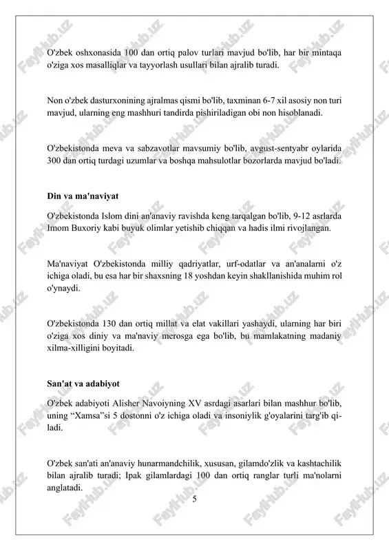 ha barqaror rivojlanishni ta'minlashdir. xulosa o'zbekistonda yashash maqsadga muvofiq, chunki bu yerda boy madaniyat, mehmondo'st odamlar va rivojlanayotgan imkoniyatlar mavjud. foydalanilgan adabiyotlar 1. o'zbekistonda yashashning maqsadi har bir shaxs uchun individualdir, lekin u, odatda, oila qurish va tarbiyalash, o'zbek madaniyatini saqlash va rivojlantirish, jamiyatga hissa qo'shish, o'zbek zaminida farovon hayot kechirish kabi omillarni o'z ichiga oladi. (o'zbekiston respublikasi konstitutsiyasi, 40-modda) 2 2