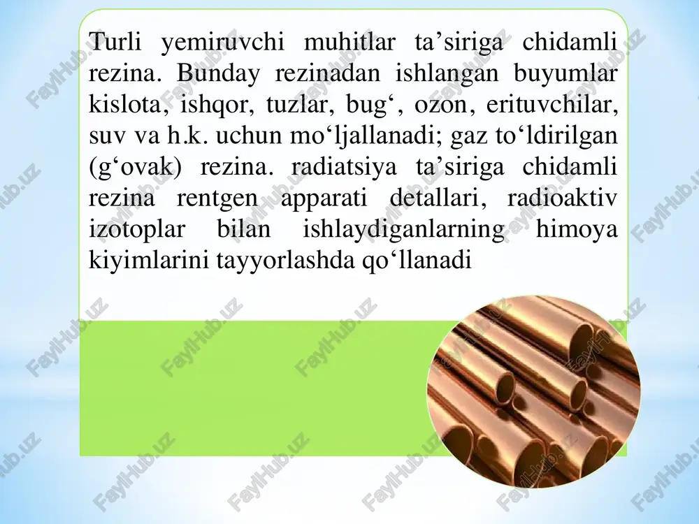 rezina, shisha va qurilish materiallarining turlari - Page 5