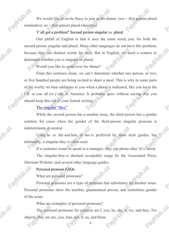 see us. and after prepositions: she is waiting for me. i'll get it for you. give it to him. why are you looking at her? don't take it from us. i'll speak to them. subject and object pronouns 1 subject and object pronouns 2 he, she and they we use he/him to refer to men, and she/her to refer to women. when we are not sure if we are talking about a man or a woman, we use they/them: this is jack. he's my brother. i don't think you have met him. this is angela. she's my sister. have you met her before? you could go to a doctor. they might help you. talk to a friend. ask them to help you. he, she and they 1 he, she and they 2 you and they we use you to talk about people in general, including the speaker and the hearer: …