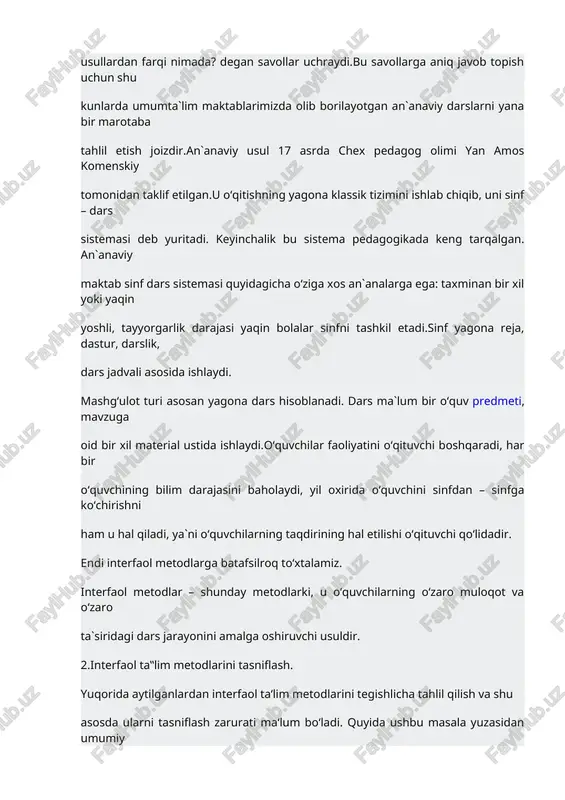 nayzerlar: ―baliq skeleti‖, ―bbb‖, ―konsteptual jadval‖, ―venn diagrammasi‖, ―t-jadval‖, ―insert‖, ―klaster‖, ―nima uchun?‖, ―qanday?‖ va b. interfaol grafik organayzerlarni ajratishda bunday mashg‘ulotlarda asosiy fikrlar turli grafik shakllarda yozma ko‘rinishda ifodalanishiga asoslaniladi. aslida bu grafik organayzerlar bilan ishlash ham ko‘proq jihatdan interfaol ta‘lim metodlariga tegishli bo‘lib, ularning orasida boshqa farqlar yo‘q. interfaol ta‘lim metodlarini ko‘pincha turli shakllardagi o‘quv mashg‘ulotlari texnologiyalari bilan bir vaqtda qo‘llanmokda. bu metodlarni qo‘llash mashg‘ulot ishtirokchilarining faolliklarini oshirib, ta‘lim samaradorligini yaxshilashga xizmat qiladi.shu munosabat bilan yuqoridagi tasnif bo‘yicha hozirgi ayrim interfaol ta‘lim metodlarining turli shakllardagi o‘quv mashg‘ulotlari texnologiyalari bilan qo‘llash uchun qulayligi shartli ravishda quyidagi 8-jadvalda keltirildi.bu jadvaldagi ayrim interfaol ta‘lim metodlarining turli shakllardagi o‘quv mashg‘ulotlari texnologiyalari bilan qo‘llash uchun qulayligi bir muncha shartli va aslida muayyan o‘quv mashg‘ulotlari texnologiyalari bilan boshqa yana ko‘p interfaol metodlarni aniq maqsadlar yo‘lida qo‘llash mumkin ekanligini alohida ta‘kidlash zarur