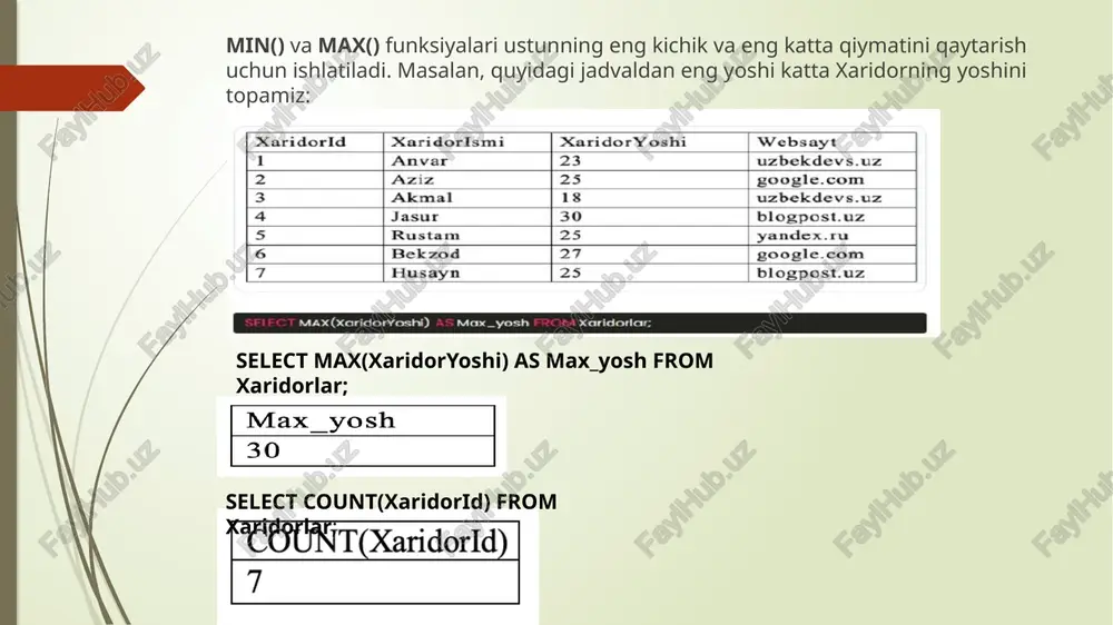 sqlda jarayonlar va standart funksiyalar - Page 5