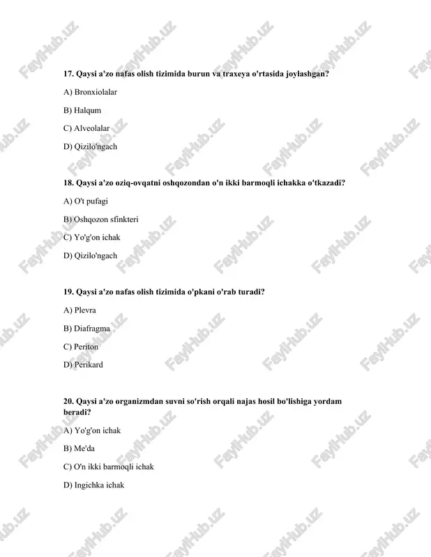 hazim qilish tizimining azolari nafas olish azolari - Page 5