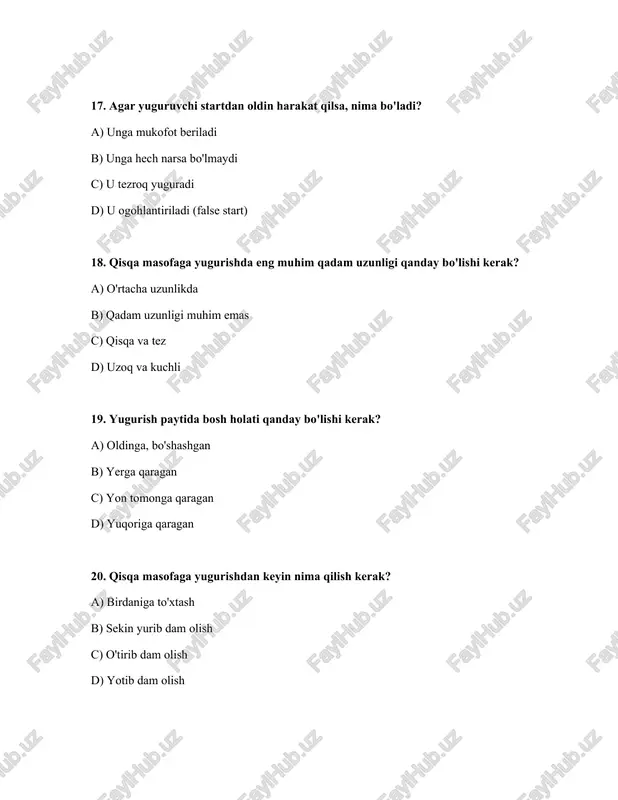 qisqa masofaga yugurish texnikasi va start qoidalarini orgatish - Page 5