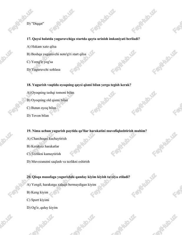 qisqa masofaga yugurish texnikasi va start qoidalarni orgatish - Page 5