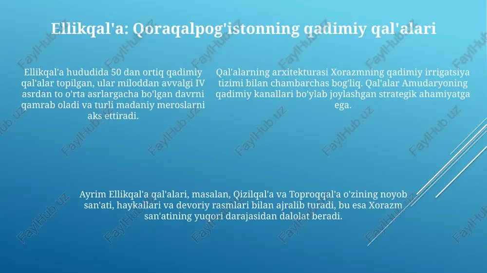 ijasida eramizning i-iv asrlariga oid bo'lgan ko'plab xorazm san'ati namunalari, jumladan haykallar va freskalar topilgan. tuproqqal'a shahrida olib borilgan qazishmalar natijasida eramizning i-iv asrlariga oid bo'lgan ko'plab xorazm san'ati namunalari, jumladan haykallar va freskalar topilgan. obidalarni saqlash va restavratsiya qilish ishlari restavratsiya jarayonida 15-19-asrga oid materiallardan foydalanish, tarixiy aniqlikni ta'minlash maqsadida laboratoriya tahlillari asosida 80% mos keluvchi materiallar tanlanadi. obidalarni saqlashda 2010 yildan buyon zamonaviy konservatsiya usullari qo'llanilib, ularning asl holatini tiklashga 75% gacha muvaffaqiyatli erishilmoqda. har bir obidani saqlash loyihasi 3 bosqichda amalga oshiriladi: dastlabki tadqiqotlar, loyiha tuzish va 90 kunlik monitoring bilan yakuniy ishlar olib boriladi. turizmning rivojlanishida tarixiy obidalarning o'rni qoraqalpog'istondagi mo'ynoq kemalar qabristoni kabi noyob obidalar, turizmning 3 turini (madaniy, sarguzasht, ekologik) rivojlantirishga yordam beradi, daromadlarni 40% oshiradi. tarixiy obidalar, masalan, o'zbekistondagi ichan-qal'a, jahon bo'ylab 70% gacha turizm oqimini jalb etadi, bu esa mahalliy iqtisodiyotni sezilarli darajada oshiradi. unesco ro'yxatiga kiritilgan qo'qon shahri kabi obidalar, mintaqaning …
