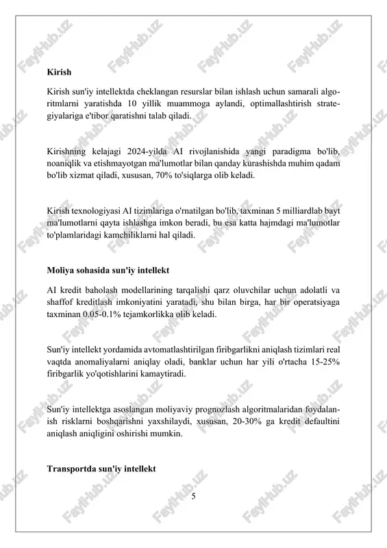 arga erishildi. statistik mashinaviy o'rganish, jumladan, regressiya va klassifikatsiya algoritmlari 2000-yillarda katta ma'lumotlar to'plamlarining mavjudligi tufayli keng tarqaldi va aniqlikni oshirdi. 1950-yillarda boshlangan dastlabki ai tizimlari asosan qoidalar asosida ishlagan bo'lib, 1980-yillarda ekspert tizimlari bilan rivojlandi, bu esa soha bo'yicha bilimlarni kodlash imkonini berdi. ish joyiga ta'siri sun'iy intellektning ish joylarida keng qo'llanilishi ko'plab xodimlarning 60% gacha ai sohasida malaka oshirish yoki qayta tayyorlashni talab etadi. 2025-yilga kelib ai texnologiyalari orqali yaratilgan yangi ish o'rinlari avtomatlashtirish tufayli yo'qolgan ish o'rinlaridan 15% ga ko'proq bo'lishi kutilmoqda. ai ish joylarida avtomatlashtirish orqali 30% gacha vazifalarni bajarish tezligini oshirishi mumkin, bu esa kompaniyalarga xarajatlarni qisqartirishga imkon beradi. ta'limda sun'iy intellekt ai o'qituvchilarga 80% gacha vaqtni tejashga imkon beradi, chunki u avtomatik baholash va topshiriqlarni tekshirish kabi vazifalarni bajaradi. sun'iy intellekt 2023-yilga kelib ta'lim tizimida shaxsiy o'quv dasturlarini yaratishda yordam beradi, bu esa talabalarning 95% ga moslashuvchanlikni ta'minlaydi. kelajakda ai yordamida yaratilgan virtual o'qituvchilar …