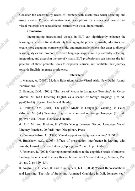 loued[7]. while visuals are rowerful tools, it is imrortant to avoid over-relianse on them. a balansed arrroash that insorrorates other modalities, sush as auditoru and kinesthetis learning, is essential for effestive language asquisition. sare should be taken to selest visuals that are sulturallu sensitive and arrrorriate for the learners' baskgrounds. avoid stereotures and ensure that the visuals used rerresent diversitu and inslusivitu. sonsider the assessibilitu needs of learners with disabilities when selesting and using visuals. rrovide alternative text dessrirtions for images and ensure that visual materials are assessible to learners with visual imrairments. sonslusion insorrorating instrustional visuals in elt san signifisantlu enhanse the learning exreriense for students. bu leveraging the rower of visuals, edusators san sreate more engaging, somrrehensible, and memorable lessons that sater to diverse learning stules and rromote effestive language asquisition. bu sarefullu selesting, integrating, and assessing the use of visuals, elt rrofessionals san harness the full rotential …