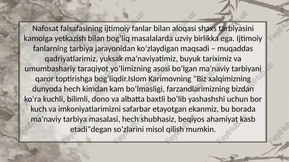 «go‘zallik»ning tugal ilmiy ta’rifi haqida biror–bir qat’iy fikr mavjud emas. biroq,go‘zallikning idrok etilishi, tabiatda namoyon bo‘lishi, san’atda aks etishi hamda uning jamiyat rivojiga ta’siri haqida bildirilgan fikrlar, ilgari surilgan g‘oyalar, yaratilgan ta’limotlar o‘zining salmog‘i bilan ahamiyatlidir. inson va uning ruhiy–jismoniy, axloqiy–estetik faoliyati, tabiat va undagi hodisalar, jamiyat va unda ro‘y berayotgan ijtimoiy–ma’naviy, siyosiy–iqtisodiy jarayonlar go‘zallikka yondoshuvning tarixan tarkib topgan asosiy obektlaridir. xegel, ulug‘vorlikni go‘zallikning bir ko‘rinishi, ulug‘vorlik–zohiriy go‘zallikning botiniy go‘zallikka aylanishi, deb tushuntiradi. ulug‘vorlik - insonning narsa hodislarga estetik va axloqiy mezonlar bilan yondashishi va ulardan yuksak hayratlanish tuyg‘usini hosil qiluvchi estetik hissiyot majmuidir. ulug‘vorlikning ko‘lami go‘zallik ko‘lami kabi cheksizdir. ulug‘vorlik o‘zida hajm, miqdor, ko‘lam va buyuklikni mujassam etadi.ulug‘vorlik muhokamasi yuksak darajada madaniyatni talab qiladiki, bu muhokama go‘zallik muhokamasidan ustuvorroqdir. fojiaviylik estetika kategoriyalari orasida ulug‘vorlik bilan qator yaqinlikka ega. haqiqiy ulug‘vorlik fojiaviylikning davomi, desak mubolag‘a qilmagan bo‘lamiz. shu bois estetikada fojiaviylik kategoriyasining ulug‘vorlik kategoriyasidan keyin o‘rganilishi bejiz emas. ulug‘vorlikning barcha …