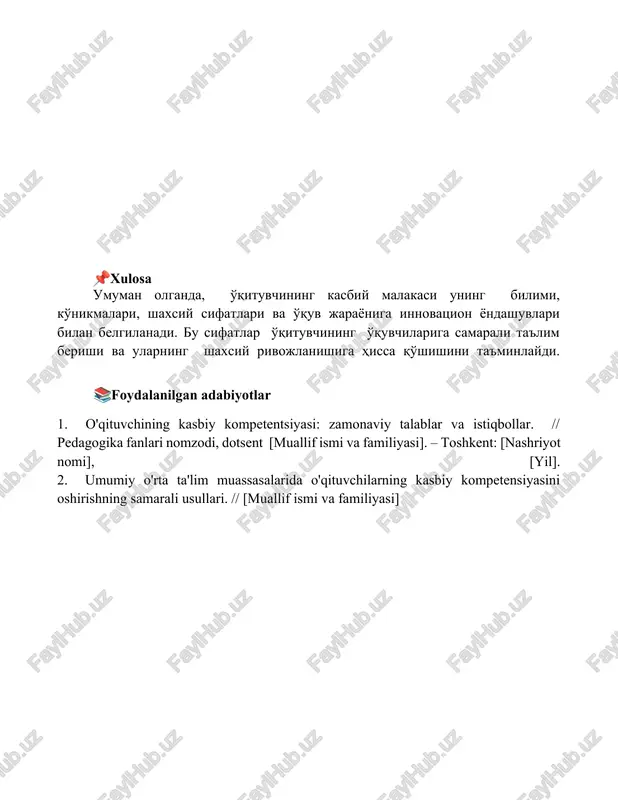 o'qituvchining kasbiy kompetentlik sifatlari - Page 5