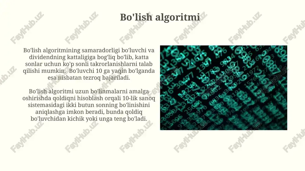 algoritmning nomanfiy butun sonlarni arifmetik amallarining algoritmi - Page 5