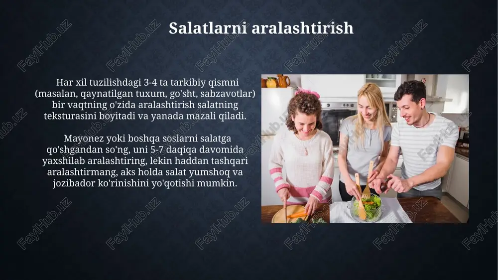 go'sht va tuxum salatlarini tayyorlash va dasturxonga tortish - Page 5