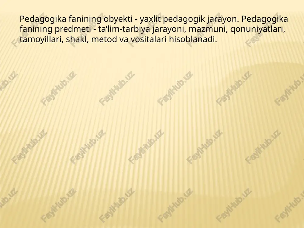 ta’lim turlarining davriy xususiyatlari, o‘ziga xos jihatlari va ahamiyatini tadqiq etadi. shaxs kamolotini ta ’minlash, uning intellektual, ma’naviy-axloqiy hamda jismoniy jihatdan rivojlanishiga erishishda turli yosh davrlari, har bir davrning o ‘ziga xos jihatlari, shuningdek, bolaning fiziologik, psixologik holatini inobatga olish maqsadga muvofiqdir. shu bois yaxlit pedagogik jarayon muayyan turkumni tashkil etuvchi pedagogik fanlar tomonidan o‘rganiladi. ular quyidagilardir: 1. umumiy pedagogika — maktab yoshidagi bolalarni tarbiyalash va ularga ta’lim berish masalalarini o‘rganadi. 2. maktabgacha ta’lim pedagogikasi — maktabgacha ta’lim yoshidagi bolalarni tarbiyalash, ularni intellektual, m a’naviy-axloqiy va jismoniy jihatdan kamolotga yetkazish masalalarini o ‘rganadi. 3. boshlang‘ich t a ’lim pedagogikasi — boshlang‘ich sinflar o'quvchilarini tarbiyalash, ularga ta ’lim berish, ularning o ‘ziga xos psixologik hamda fiziologik xususiyatlarini tadqiq etish, shuningdek, ularni intellektual, m a’naviy-axloqiy va jismoniy jihatdan kamolotga yetkazish masalalarini o‘rganadi. 4. korreksion (maxsud) pedagogika — rivojlanishida turli psixologik va fiziologik nuqsonlari bo’lgan bolalarni tarbiyalash va o ‘qitish bilan bog’liq muammolarni …