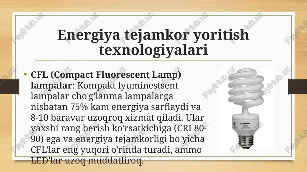 yoritish elektr qurilmalarida elektr energiydan tejamkorlik bilan foydalanish - Page 5