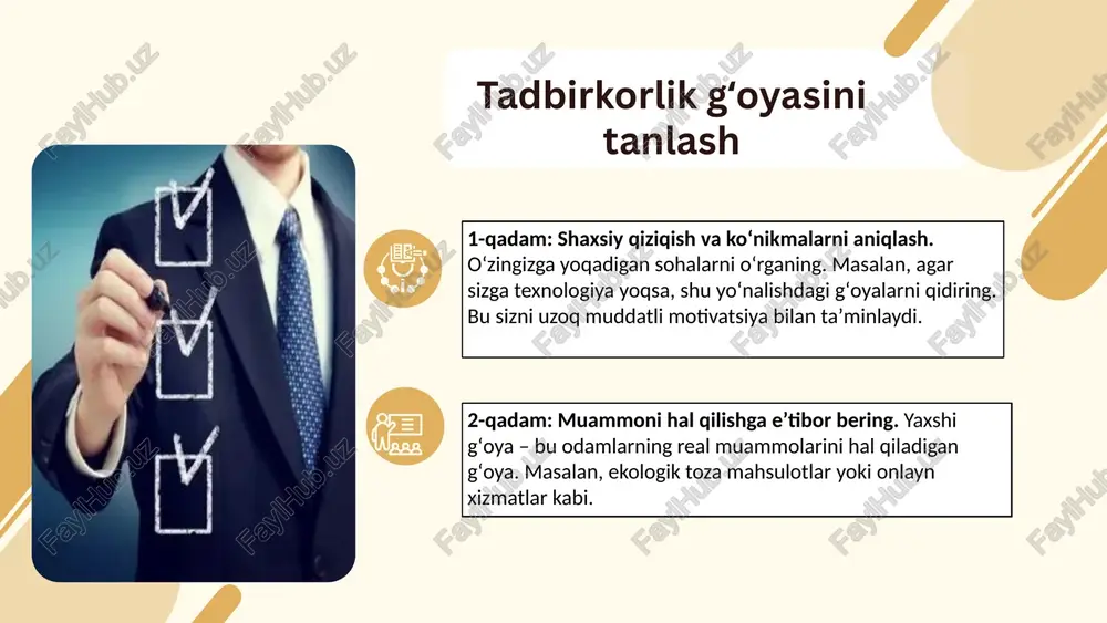 tadbirkorlik gʻoyasini tanlash va iqtisodiy asoslash - Page 5
