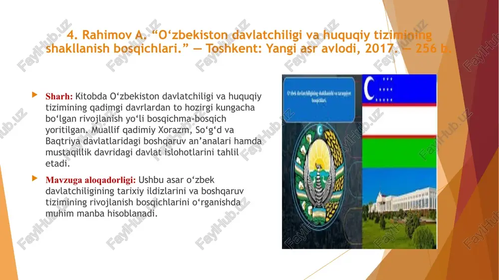 ishiga oid tarixiy nazariyalar davlat tushunchasi va uning jamiyatdagi o‘rni har bir davlatning o‘ziga xos boshqaruv shakli, siyosiy tizimi va tuzilmasi bo‘lishiga qaramay, ularning barchasini birlashtiruvchi umumiy belgi – bu davlatchilikning mavjudligidir. davlatchilik shuningdek, xalqaro munosabatlarning ham asosi hisoblanadi, chunki u davlatlarning suveren tengligi, diplomatik aloqalari va xalqaro huquq tamoyillariga asoslanadi. davlatchilikning mohiyatida ikki asosiy jihat – ichki boshqaruv va tashqi mustaqillik mujassam. ichki boshqaruv davlatning xalq bilan o‘zaro munosabatini tartibga solsa, tashqi mustaqillik uning boshqa davlatlardan siyosiy jihatdan mustaqil bo‘lishini anglatadi. davlatchilik tarixiy jarayon sifatida shakllanib, turli davrlarda o‘zining yangi shakllarini olgan. dastlabki davlatchilik ibtidoiy jamoa tuzumi inqirozga uchragan paytda paydo bo‘lgan, keyinchalik esa monarxiya, respublika, federatsiya kabi turli shakllarda namoyon bo‘lgan. 3. to‘raev b. “davlatchilik nazariyalari va ularning tarixiy asoslari.” — toshkent: akademnashr, 2015. — 210 b. bu jihatdan davlatchilik jamiyatning ko‘p qirrali tashkilotidir. uning barqarorligi, kuchi va qudrati xalqning siyosiy madaniyati, milliy g‘ururi va birlik darajasiga bog‘liq. …