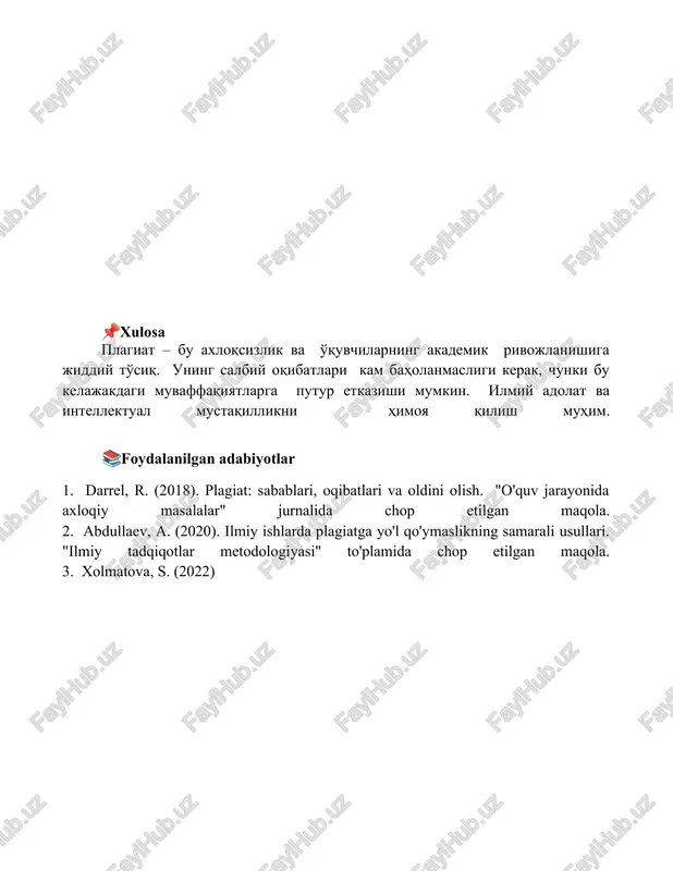 plagiat va uning salbiy oqibatlari - Page 5