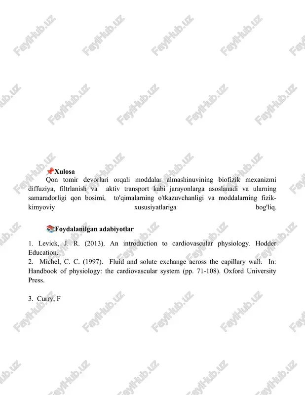 qon tomir devorlari orqali moddalar almashinuvining biofizikaviy mexanizmi - Page 5