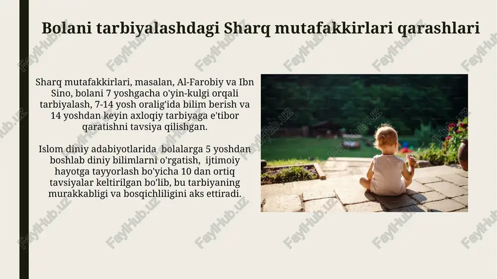 sharq mutafakkirlarining bola tarbiyasi muammosidagi qarashlari - Page 5